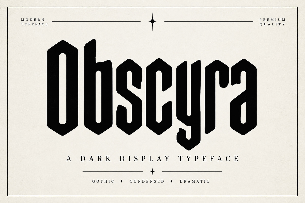 Obscyra — Dark Gothic Display Font, a Blackletter Font by Wow Magic (Photo 1 of 4)