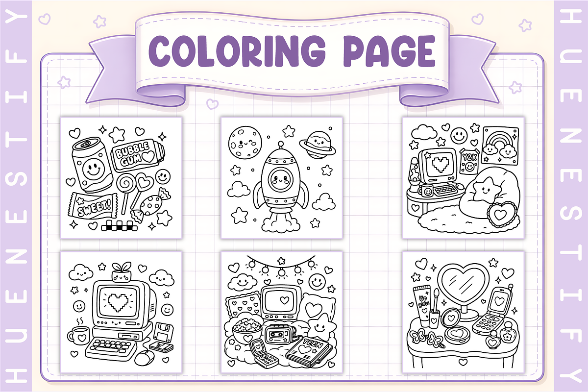 Nostalgia Coloring Book For Adults, a Decorative Illustration by HueNestify (Photo 3 of 4)