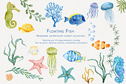 Floating Fish Watercolor Set, a Decorative Illustration by Aurella Art (Thumbnail 1 of 12)