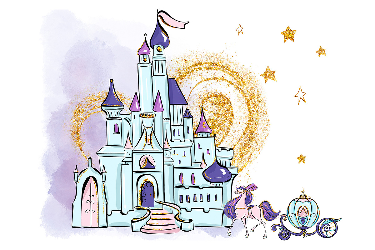 Fairy Tale Cinderella Clipart, image size:1200x800