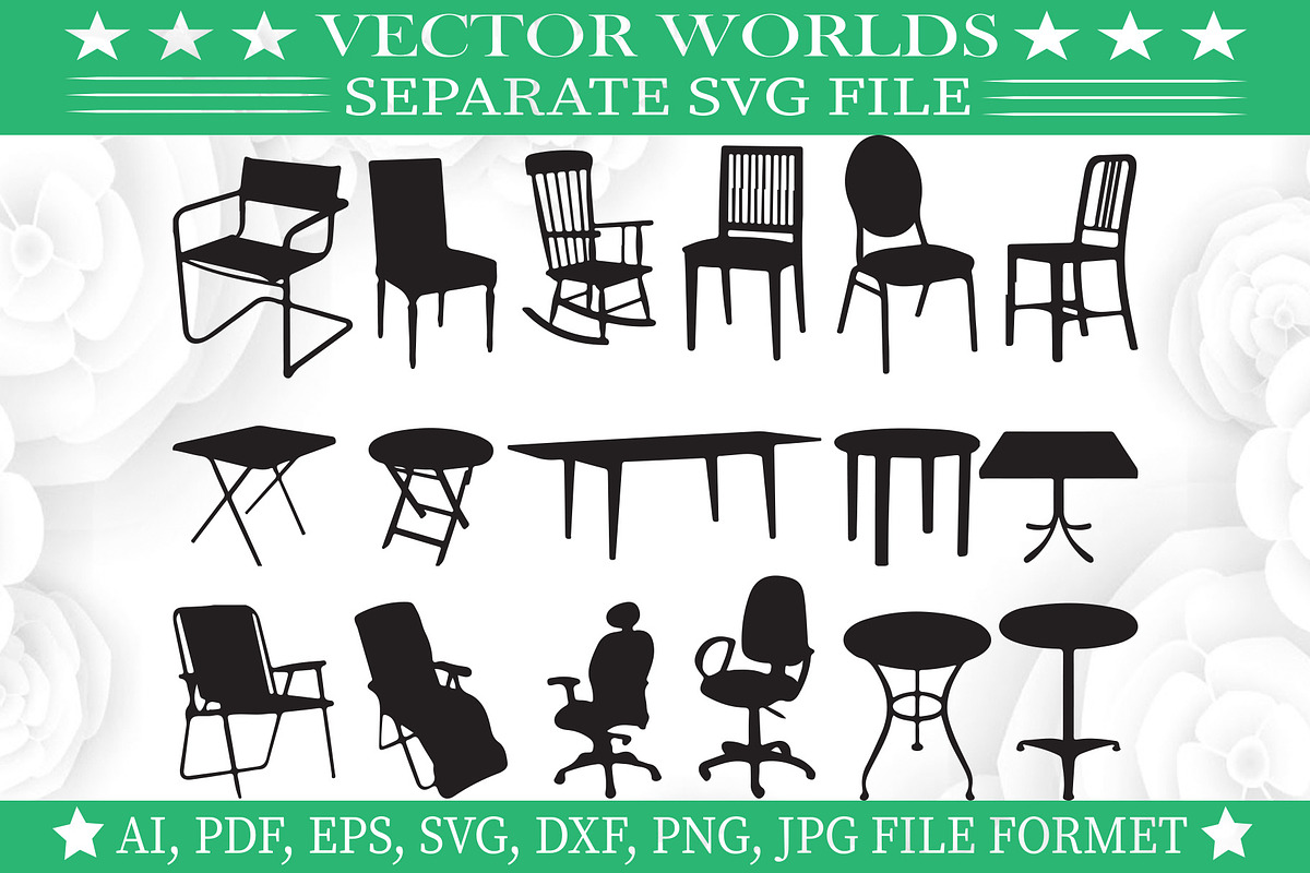 Chair And Table Svg, Chair,Table Svg, an Object Graphic by VectorWorlds (Photo 1 of 3)