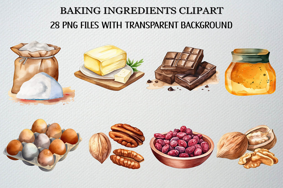 Watercolor Baking Clipart Set, a Food Illustration by CropUp Creative (Photo 2 of 7)