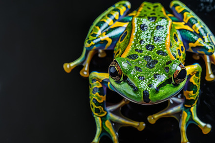 Frog on a black background, an Animal Photo by Handmadefont