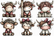 Quirky Highland Cow PNG, an Illustration by Libby Wishes (Thumbnail 8 of 8)
