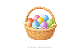 Easter basket with colorful eggs in, an Object Illustration by GraphiShop