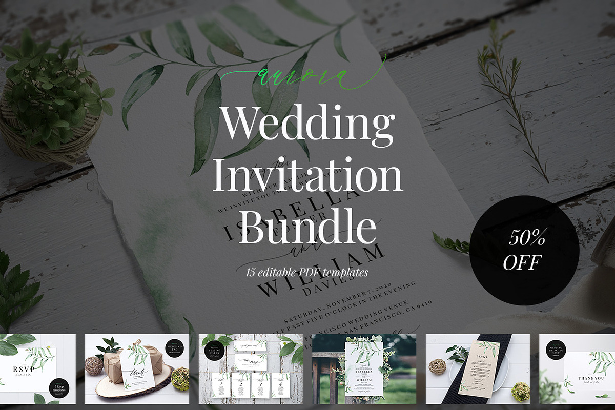 Wedding Invitation Bundle, Aurora, an Invitation Template by Alice Bluefox (Photo 1 of 17)