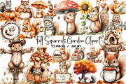 Fall Squirrels Garden Clipart, an Illustration by Libby Wishes (Thumbnail 1 of 4)