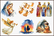 Christmas Nativity Watercolor Clipar, an Illustration by Sublimation Artist (Thumbnail 3 of 6)