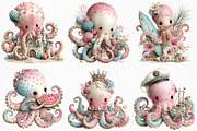 Whimsical Summer Octopus Clipart, an Illustration by Craft Nest (Thumbnail 4 of 6)