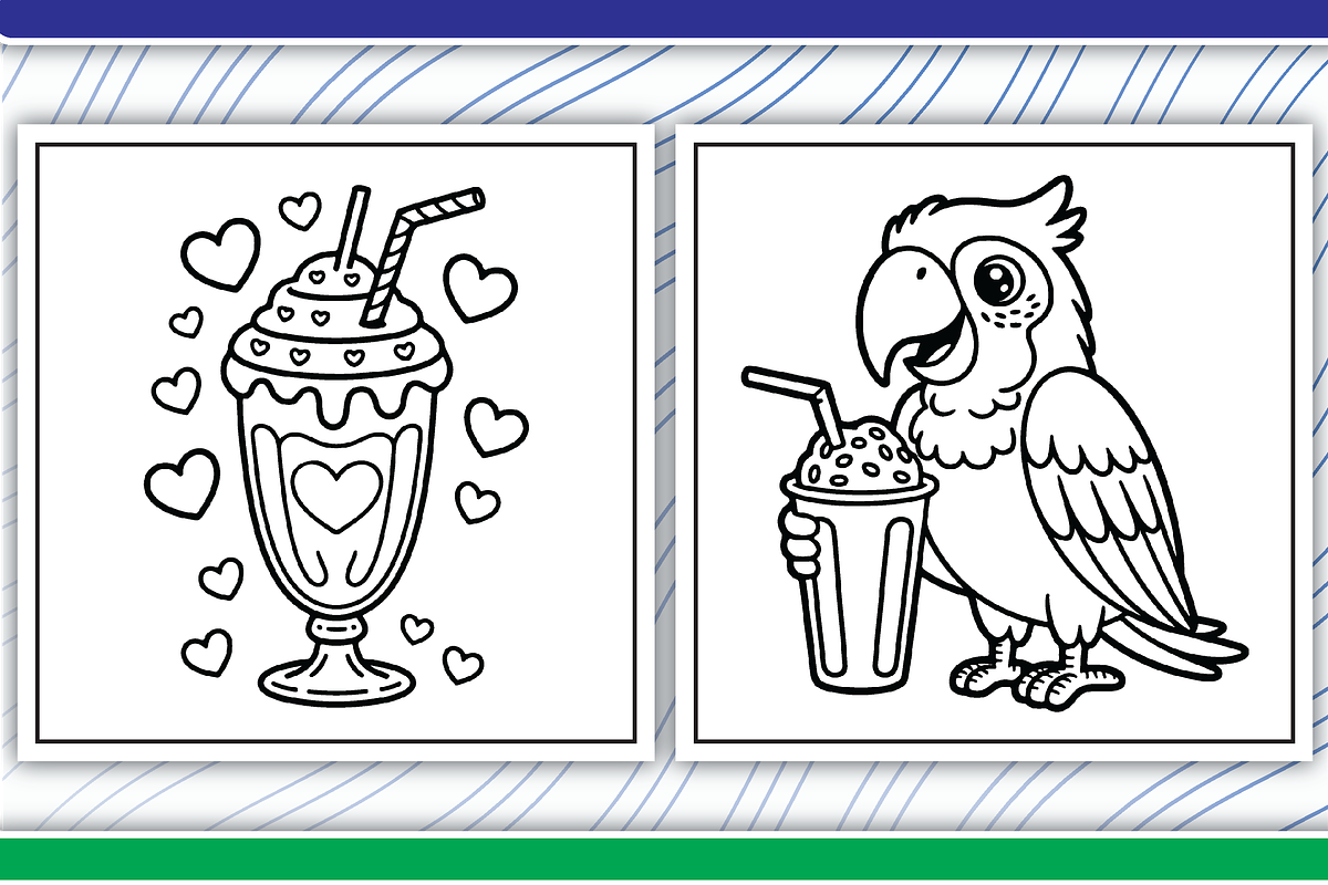 Delicious Milkshakes Coloring Pages, an Illustration by LightExpress (Photo 3 of 5)