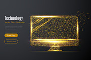 Monitor LOW POLY gold, an Object Illustration by ANTTONIART