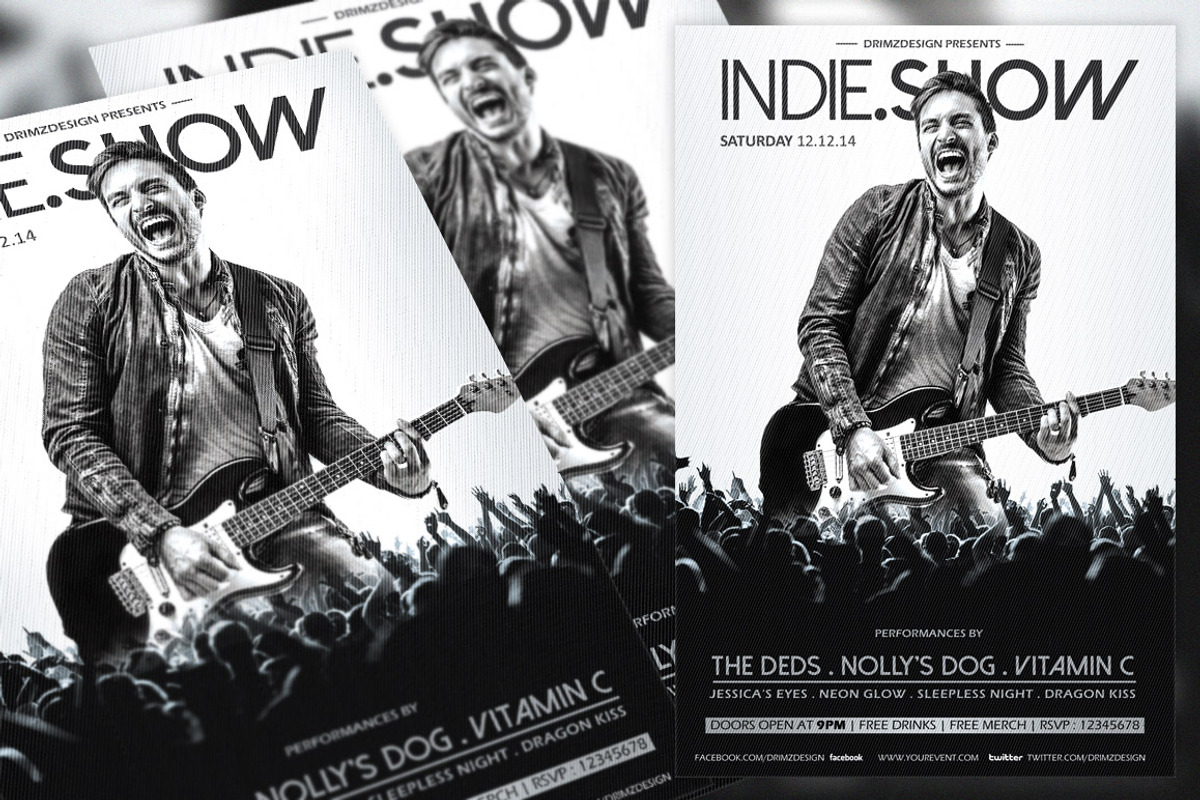 Indie Show Flyer, a Flyer Template by drimerz