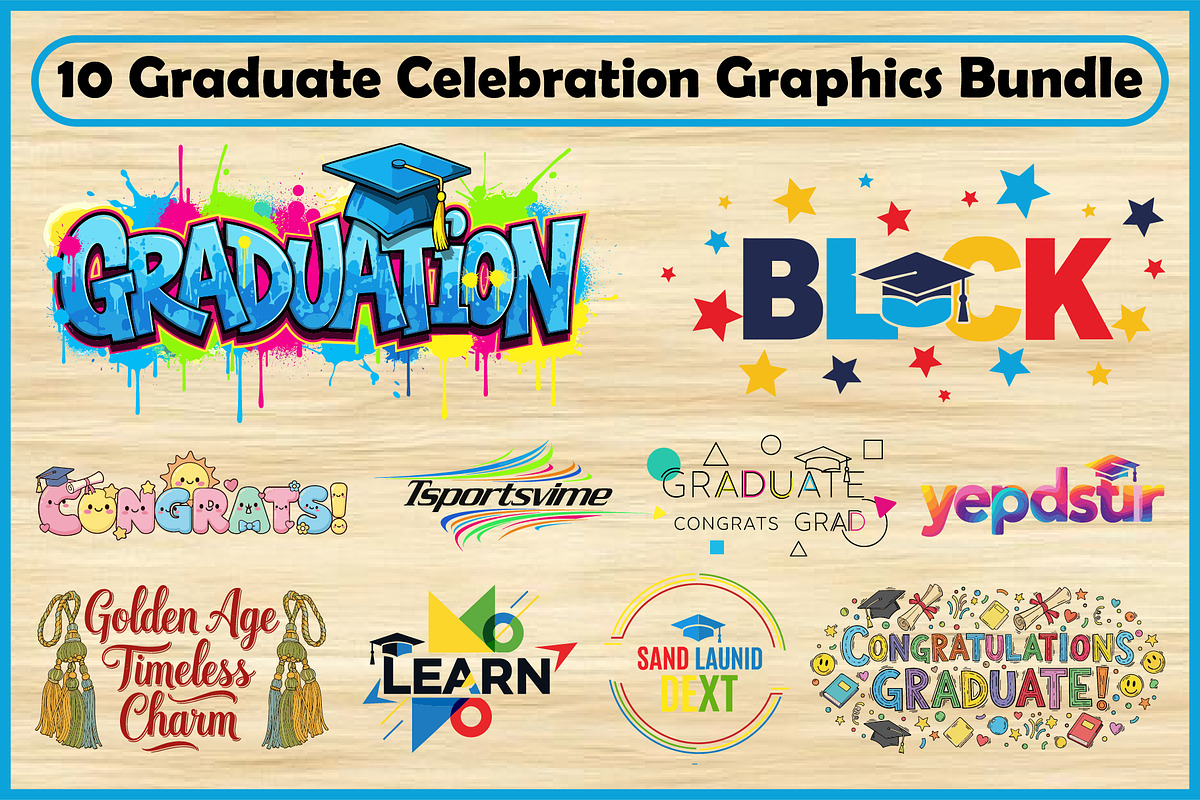 10 Graduate Celebration Graphics Set, an Education Illustration by Artivon (Photo 1 of 11)