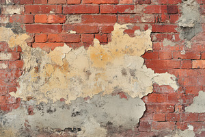 Weathered Brick Wall with Peeling Pl, an Abstract Photo by Pixeness Studio