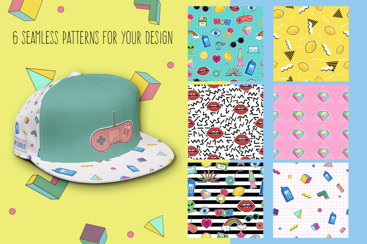 The 90's. Set patches + 6 pattern, a Decorative Illustration by BSVIT (Photo 4 of 5)