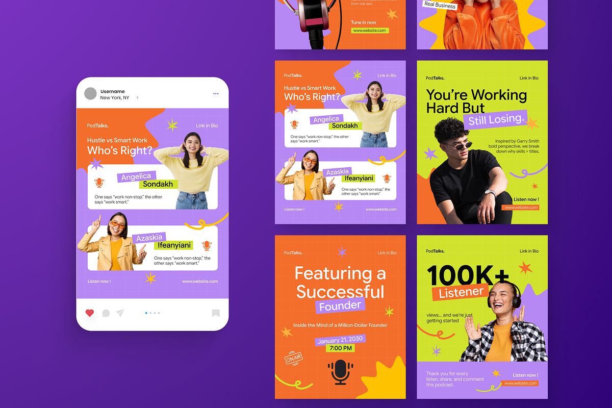 Business Talk Podcast Instagram Post, a Social Media Template by Annora Studio (Photo 6 of 6)