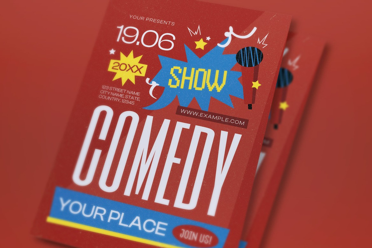 Red Blue Comedy Show Flyer Set preview 2