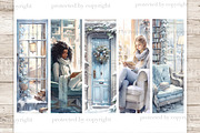 Winter Reading Bookmarks, a Person Illustration by GlamArtZhanna (Thumbnail 1 of 3)