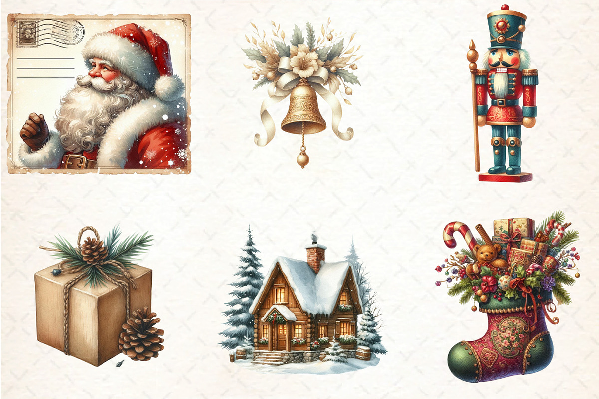 Christmas Vintage Designs Clipart, an Illustration by DreamCafeArt (Photo 4 of 8)