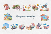 Coral Reef Watercolor Clipart, an Animal Illustration by Nastya Che (Thumbnail 6 of 14)