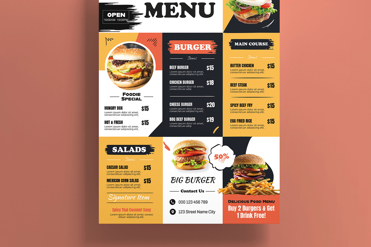 Food Menu Template, a Flyer Template by MightyDesign (Photo 3 of 8)