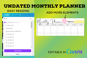 MONTHLY PLANNER CANVA TEMPLATE