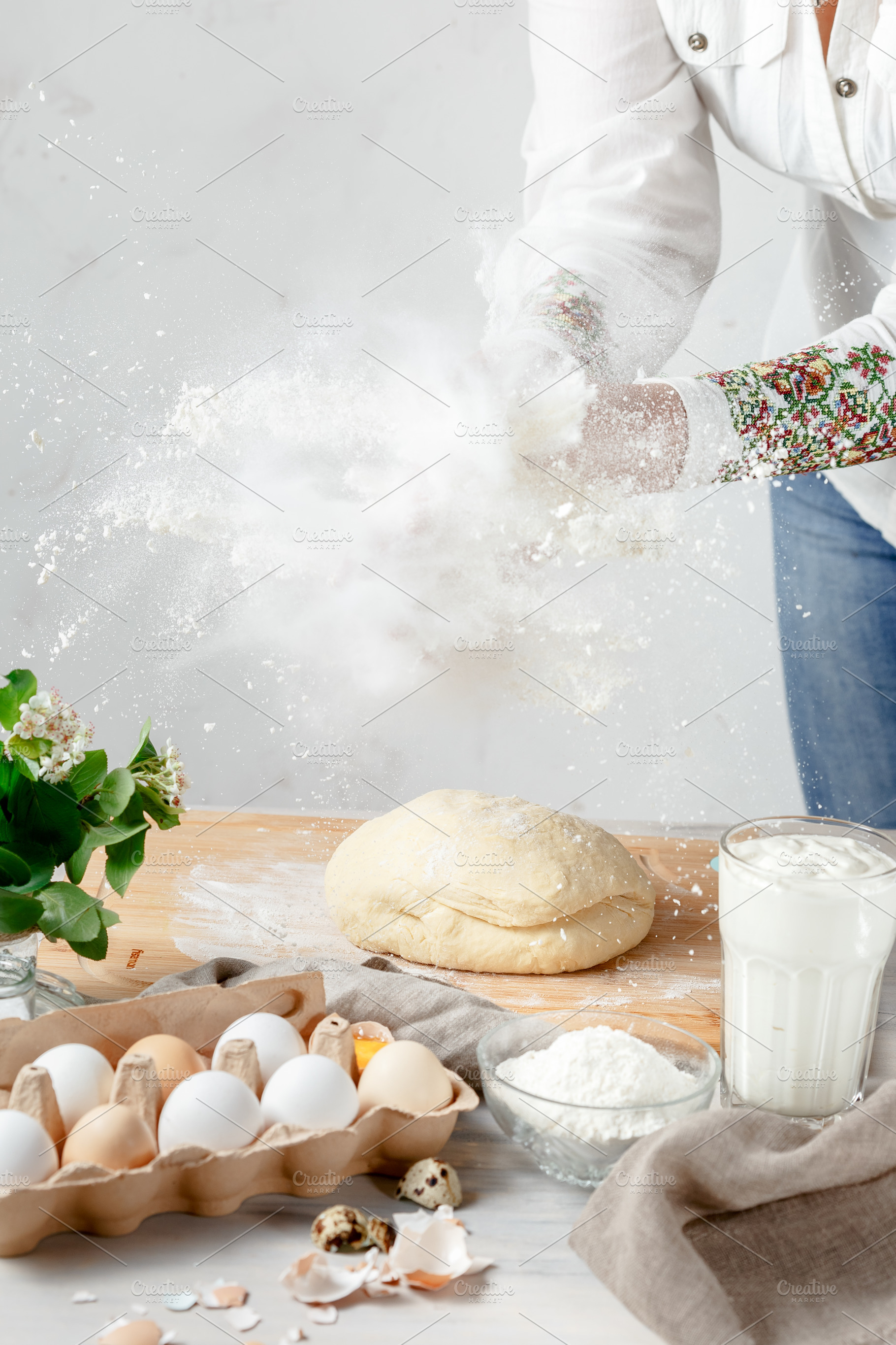 Female Hands Clapping Flour Splash, a Food & Drink Photo by Andriana Syvanych