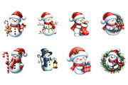 Cute Christmas Snowman Clipart, an Illustration by DreamArtGraphic (Thumbnail 3 of 5)