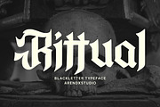 Rittual - Blackletter Typeface, a Blackletter Font by Arendxstudio (Thumbnail 1 of 8)
