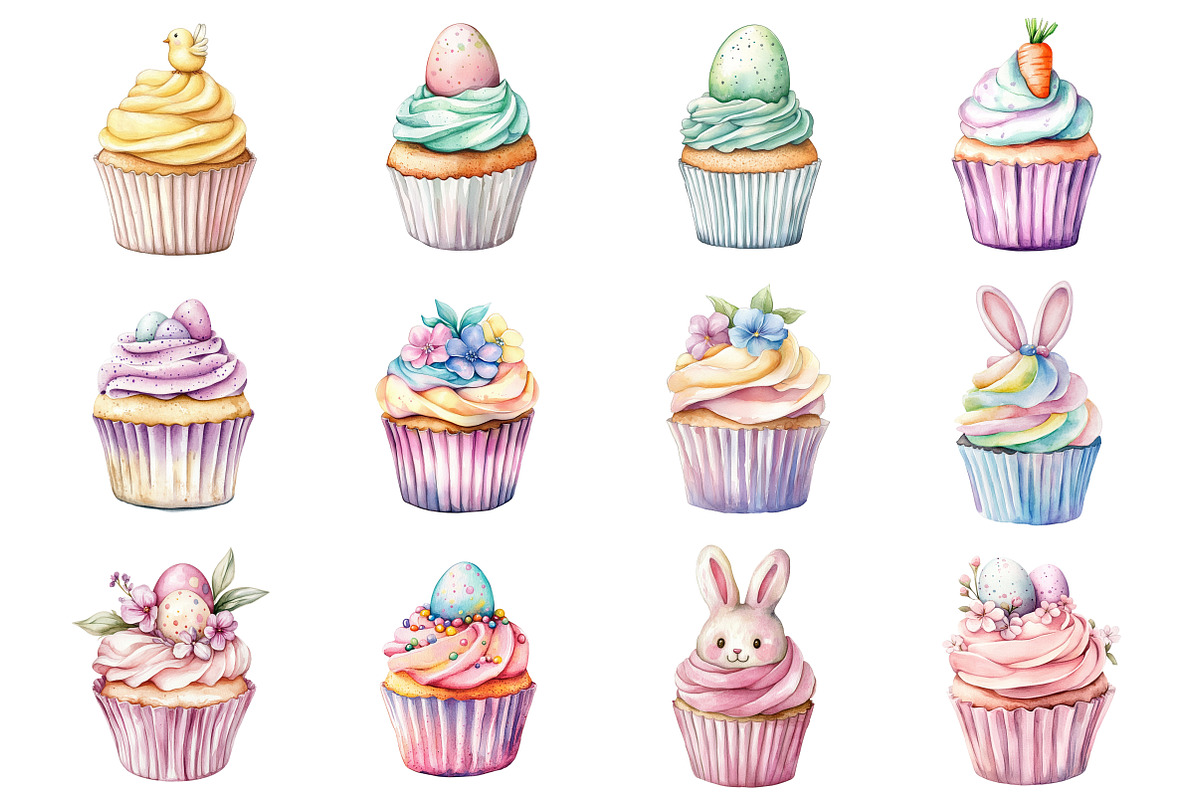 Easter Cupcakes Clipart, an Illustration by Design Market (Photo 2 of 5)