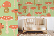 Woodland Mushrooms pattern & clipart, a Seasonal Illustration by Carpet Tapete Pretzel (Thumbnail 12 of 13)