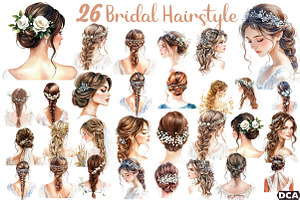 Beautiful Bridal Hairstyle Clipart, an Illustration by DreamCafeArt