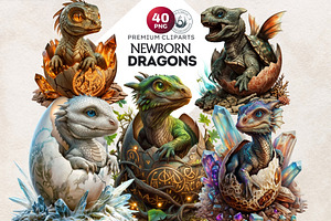 Newborn Dragons clipart set, an Animal Illustration by ThatsDesignArt
