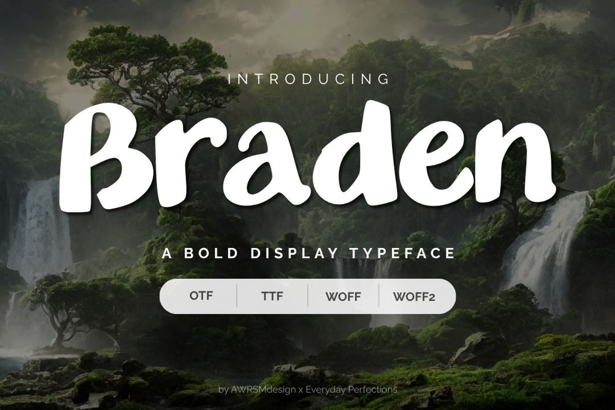 Braden | A Bold Decorative Font, a Sans Serif Font by Everyday Perfection (Photo 1 of 5)