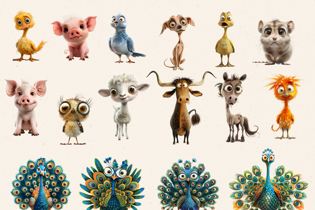 QUIRKY FARM ANIMALS CLIPART BUNDLE, an Animal Illustration by Daring Digies (Photo 2 of 10)