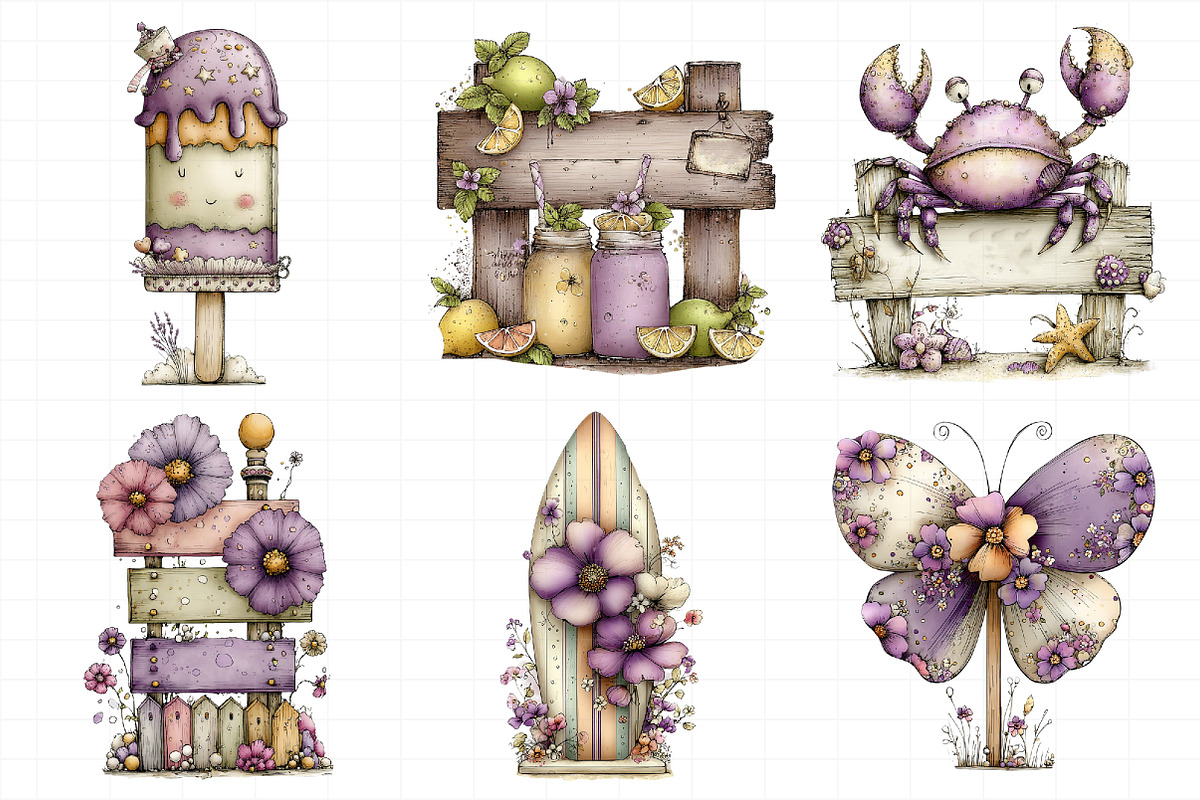 Whimsical Summer Wooden Sing Clipart, an Illustration by Daily.Designs (Photo 4 of 7)