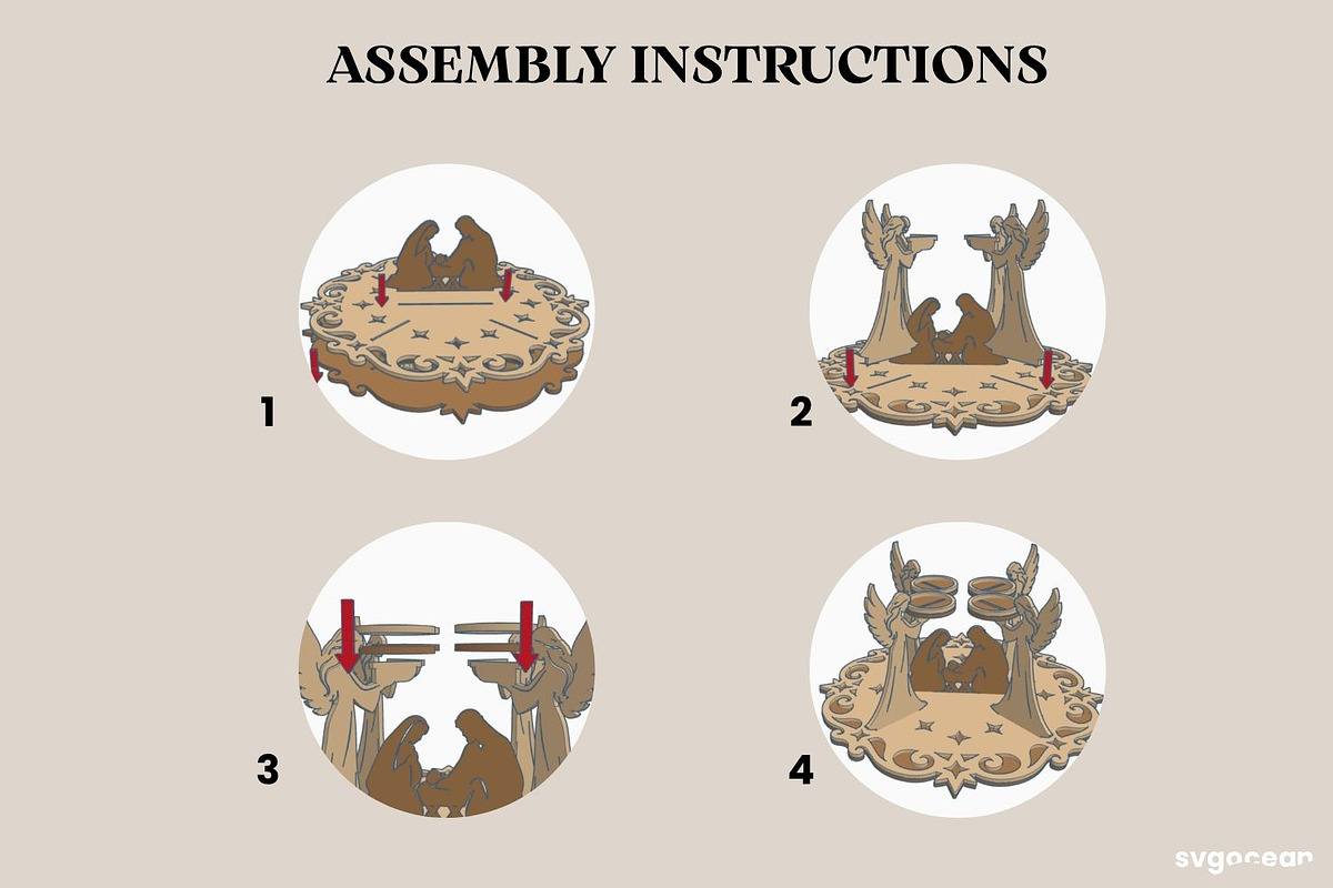 3D Nativity Angel Candle Stand SVG, a Decorative Illustration by svgocean (Photo 4 of 5)