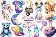 Watercolor Space Nursery Clipart PNG, a Seasonal Illustration by Canvas Craft (Thumbnail 1 of 3)