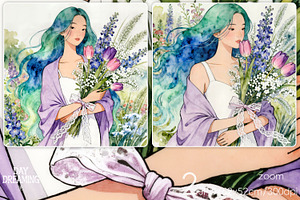Elegant Girl with Blooming Flowers