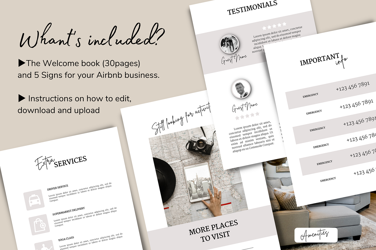 Airbnb Welcome book Template + Signs, a Magazine Template by MediaKitTemplates (Photo 11 of 12)