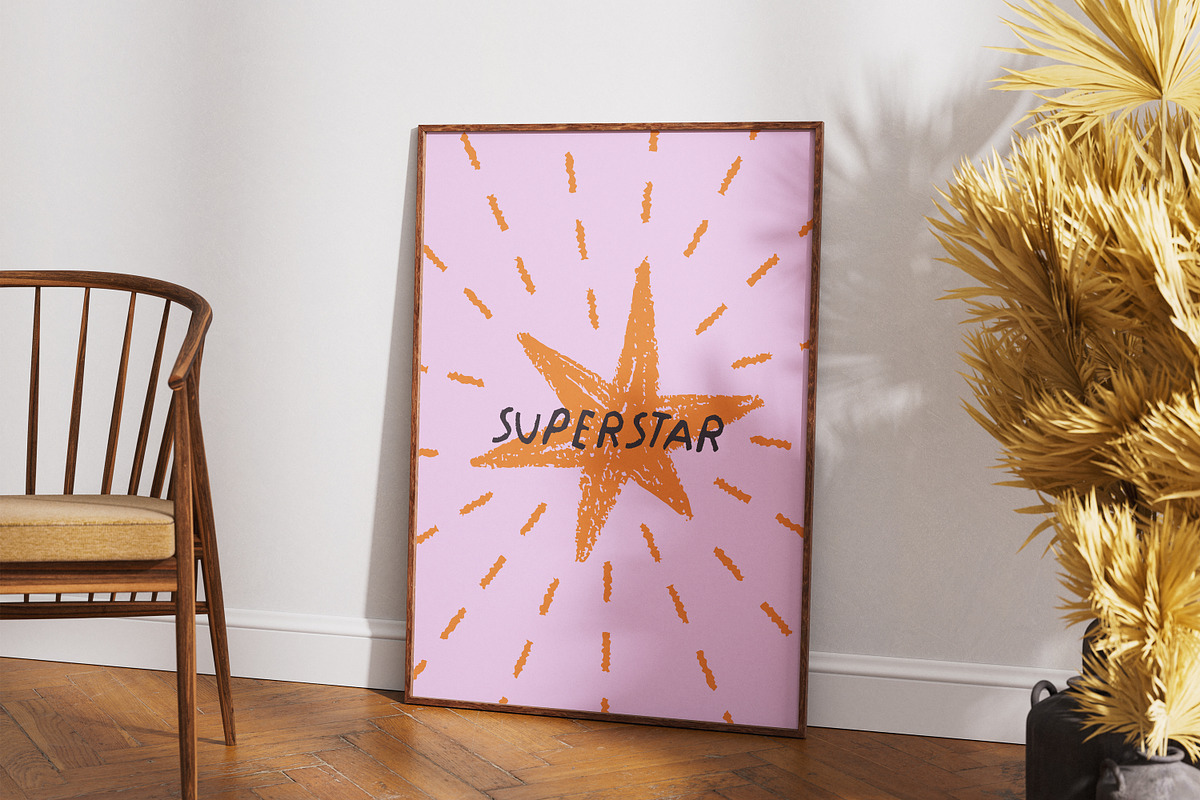 Cute doodle stars posters, cards set, a Decorative Illustration by Good Studio (Photo 9 of 11)