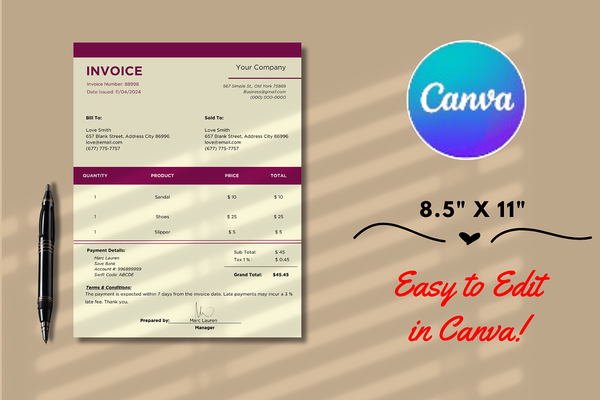 Professional Invoice, a Marketing Template by Digitynpro