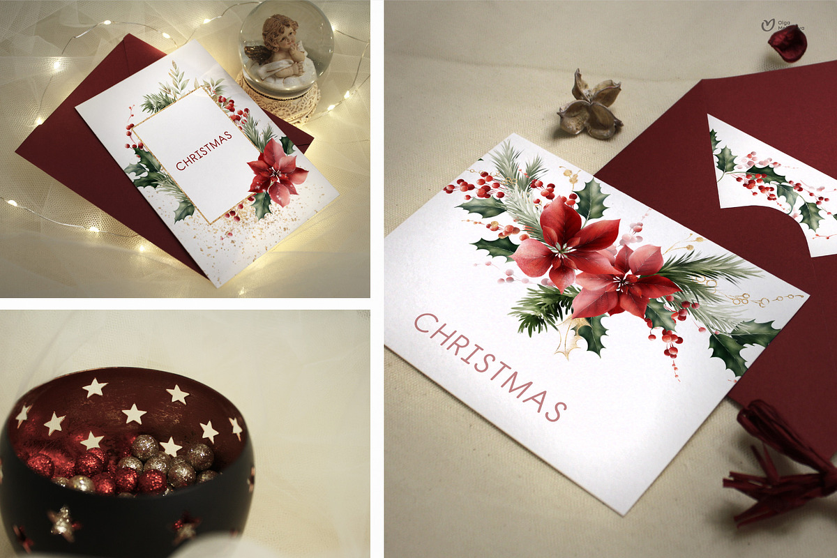 Christmas Graphics, floral cliparts, a Texture Illustration by ollalya (Photo 9 of 15)