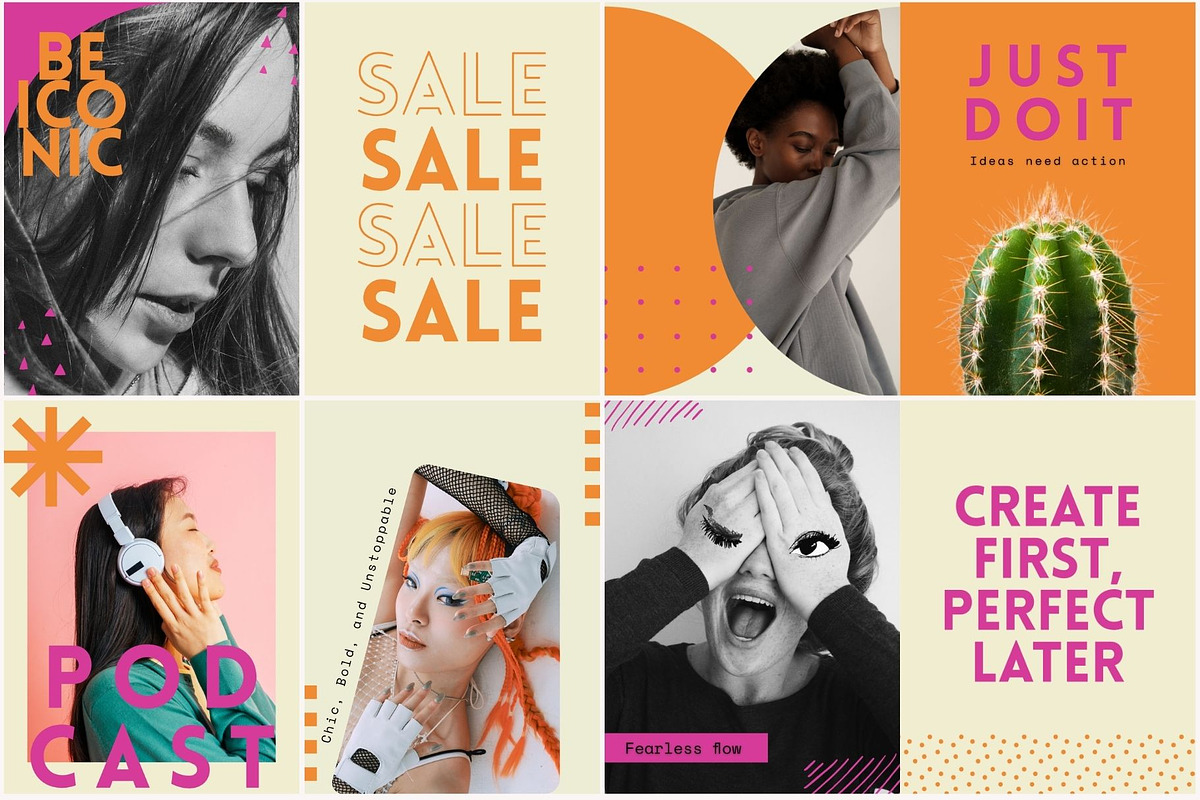 Bold Orange Pink Instagram Templates, a Social Media Template by Yaaas Design (Photo 6 of 12)