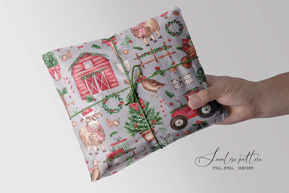 Christmas Farm seamless pattern, a Pattern Graphic by SirenaArt (Photo 11 of 13)