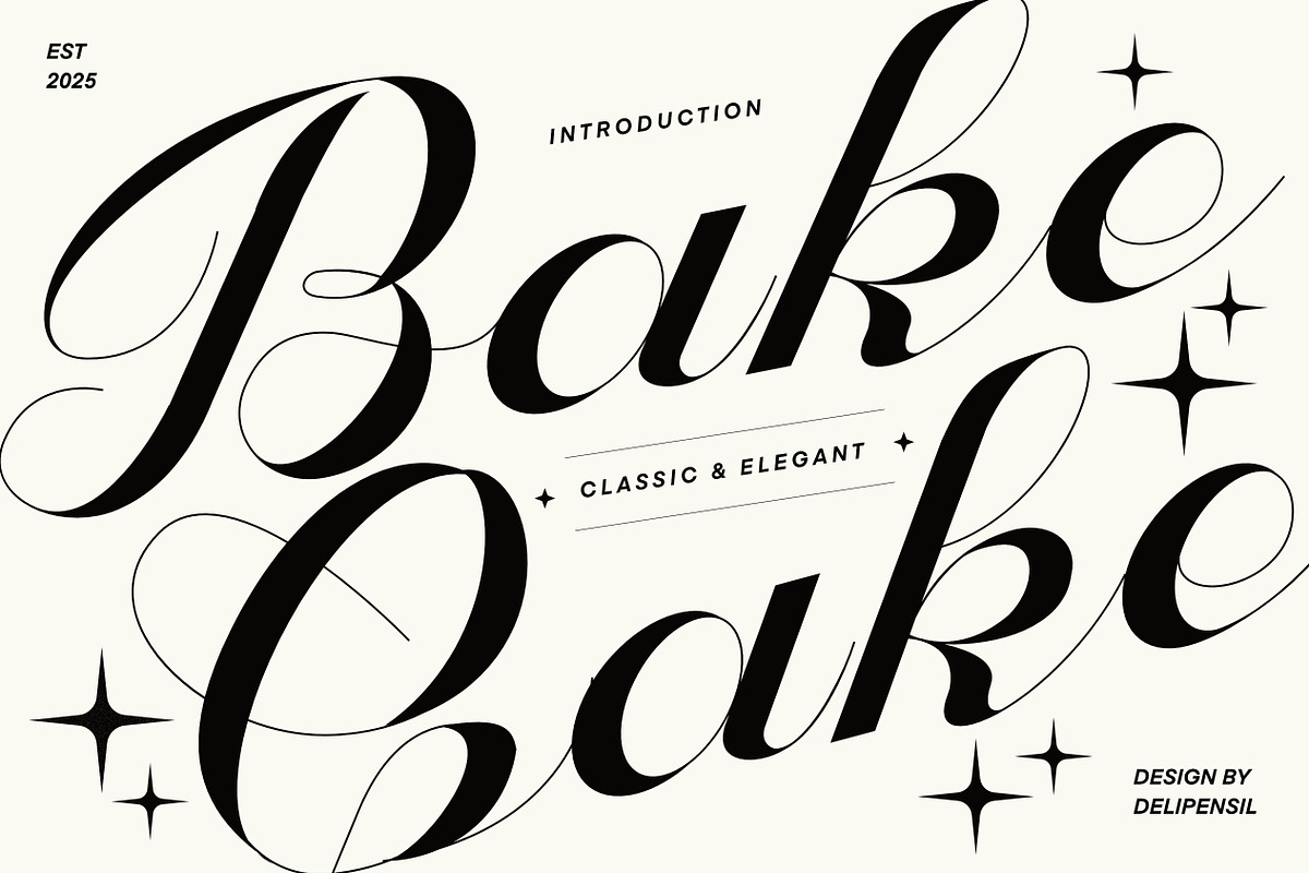 Bake Cake Script Typeface, a Script Font by delipensil (Photo 1 of 9)