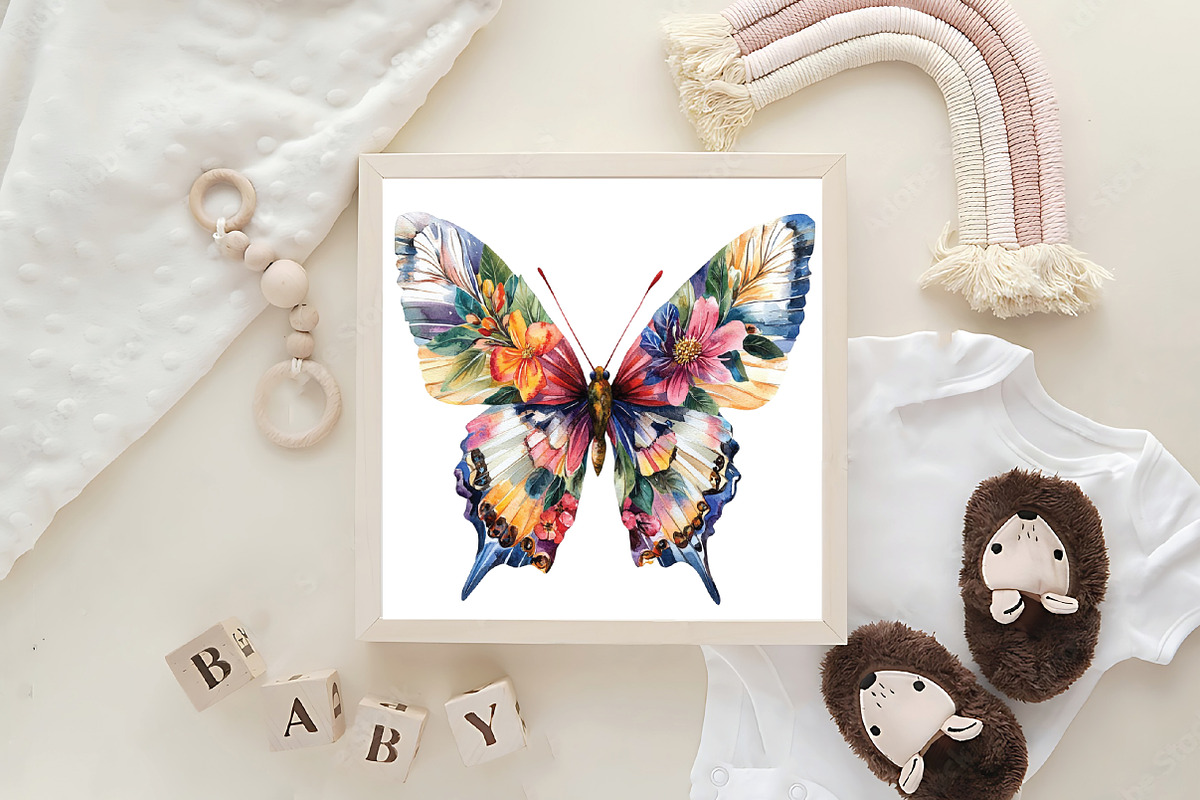 Mixed Media Butterflies Printable, an Illustration by CraftArtStudio (Photo 6 of 6)