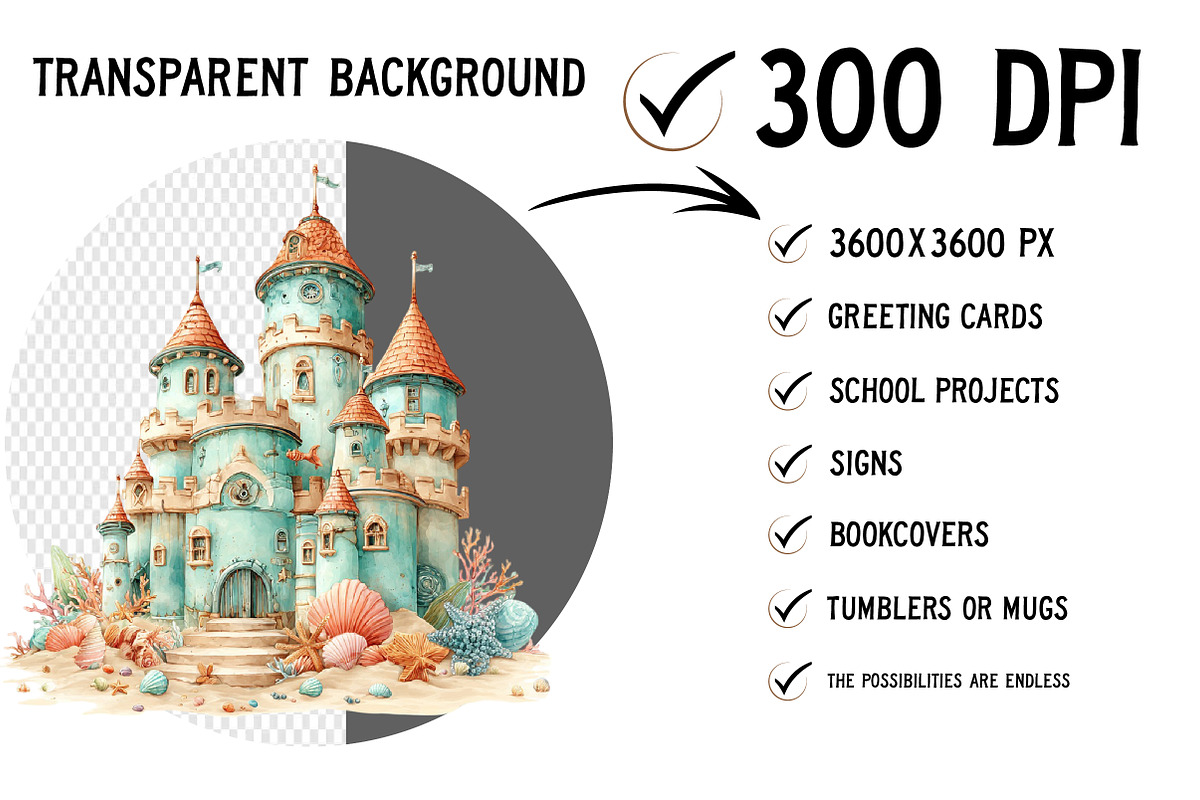 Whimsical Summer Sandcastle Clipart, an Illustration by Craft Nest (Photo 2 of 12)