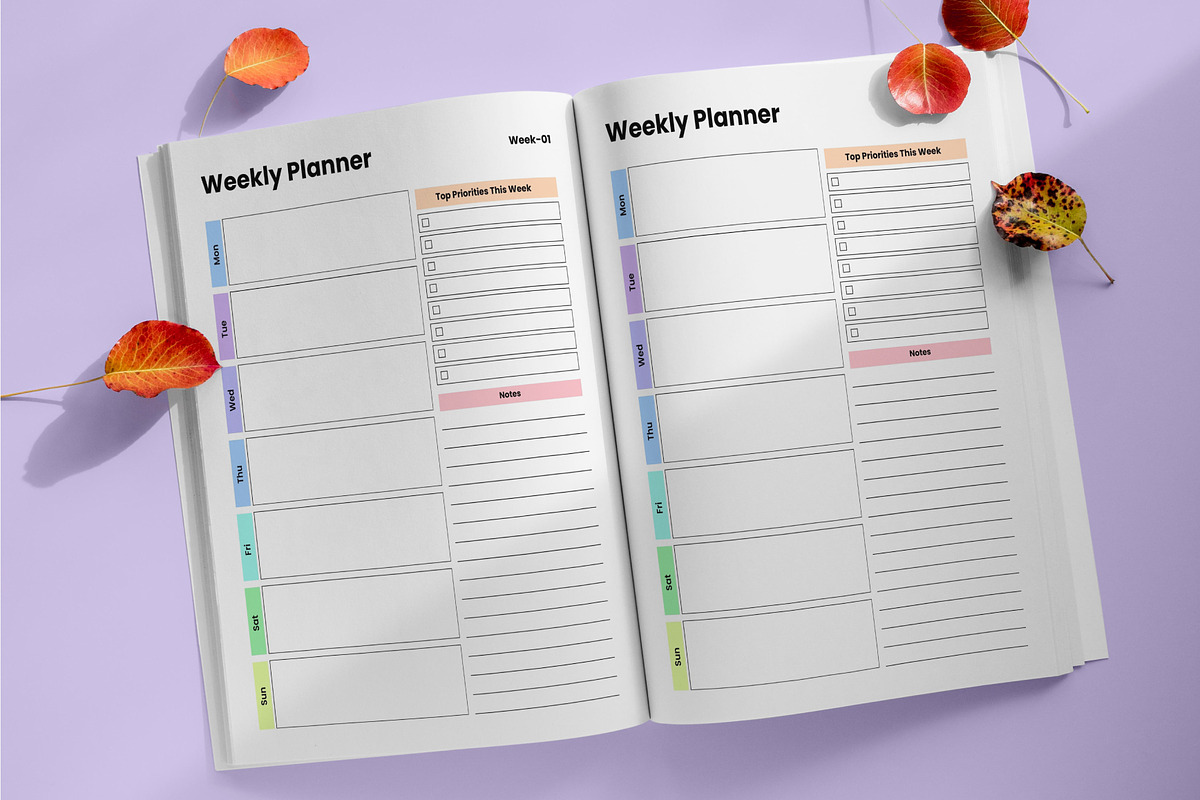 Rainbow Undated Planner (Full Year), a Stationery Template by Mustafiz (Photo 8 of 10)