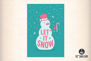 Christmas Wall Art Let It Snow Png, an Illustration by Dream Creation